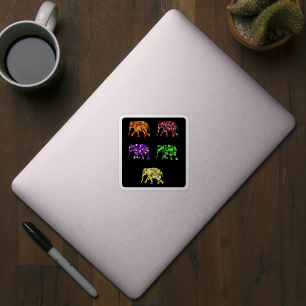 Rainbow Polkadot Elephants by cenglishdesigns